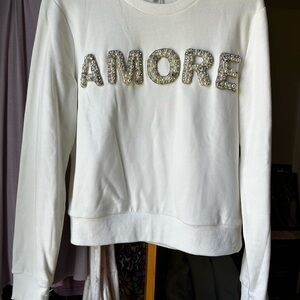 Endless Rose White Sweatshirt with Embellished Lettering